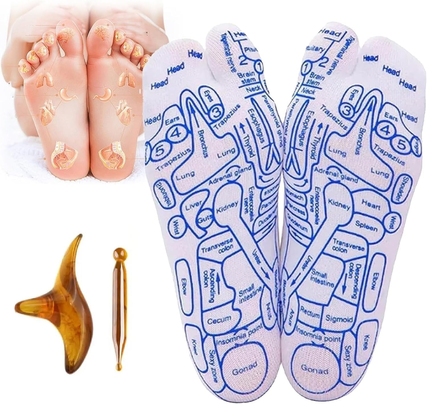 Ease Relief Socks, Reflexology Socks with Trigger Point Massage Tool for Foot Massage, Beginner Acupoint Massage Tools Set for Women and Men, Tired Relieve