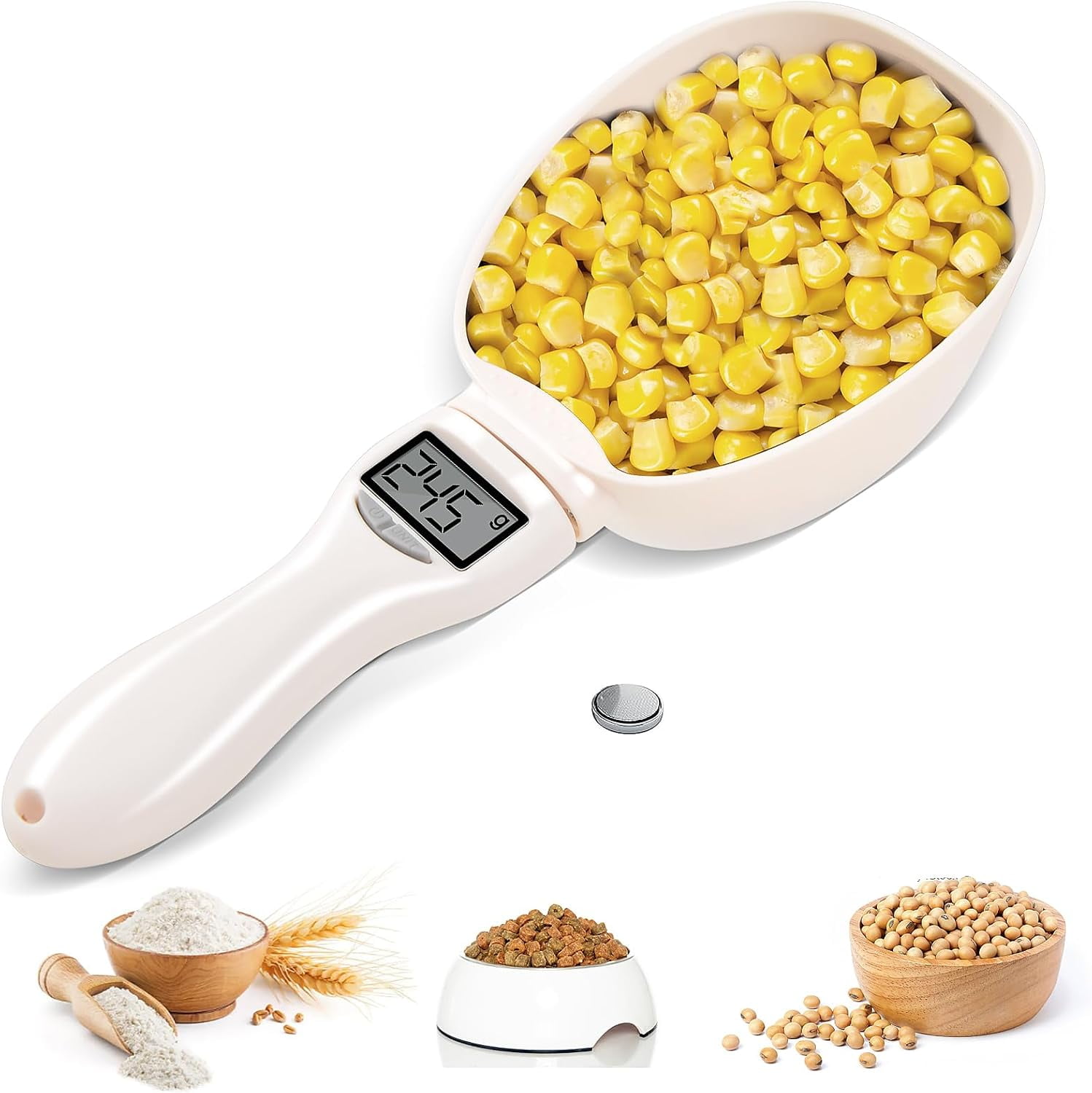 Electronic Measuring Cup, Digital Measuring Spoon Scale 800g/0.1g High Precision with LCD Display & Multiple Units g/oz/ml/Cup for Pet Dog Cat Food