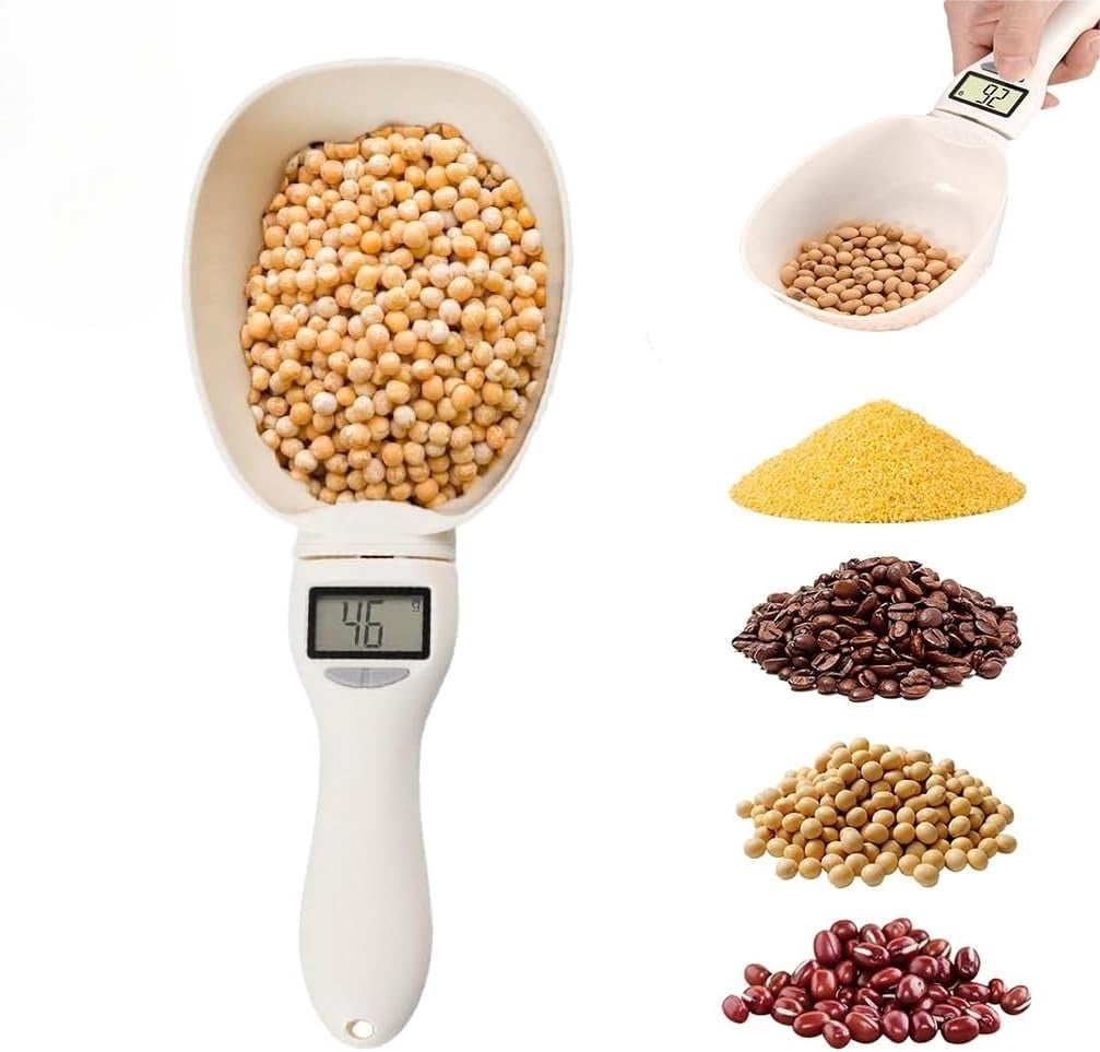 Electronic Measuring Cup, 800g/0.1g High Precision Digital Spoon Scale with LCD Screen & Unit Conversion for Pet Dog Cat Food Measurement