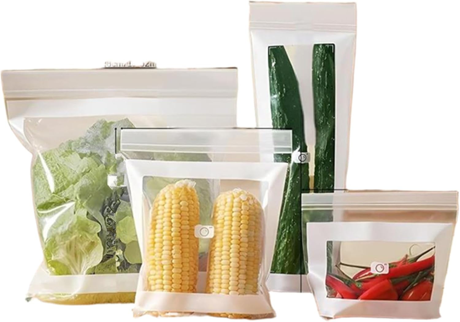 Food Grade Fresh-Keeping Bags, Reusable Leakproof Plastic Produce & Food Storage Bags with Double Seal, Extra Long Design for Fruits Vegetables