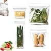 Food Grade Fresh-Keeping Bags, Reusable Plastic Produce with Dual Interlocking Seal, Clear Long Sealed Bags for Vegetables Fruits Refrigerator Freezer Kitchen Organization.