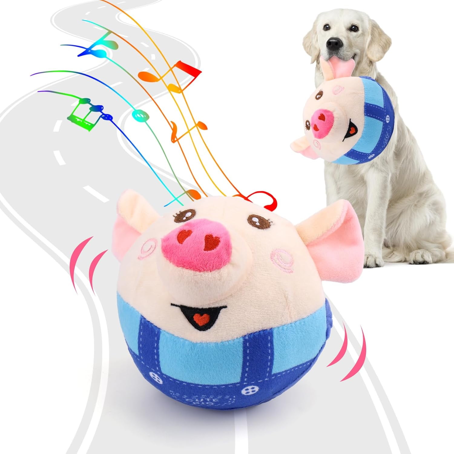 Interactive Dog Toys, 6.5*5In Interactive Dog Toys Pig with Recording & Music Modes, Rechargeable Moving Squeaky Dog Chew Toys for Small Medium Large Dogs