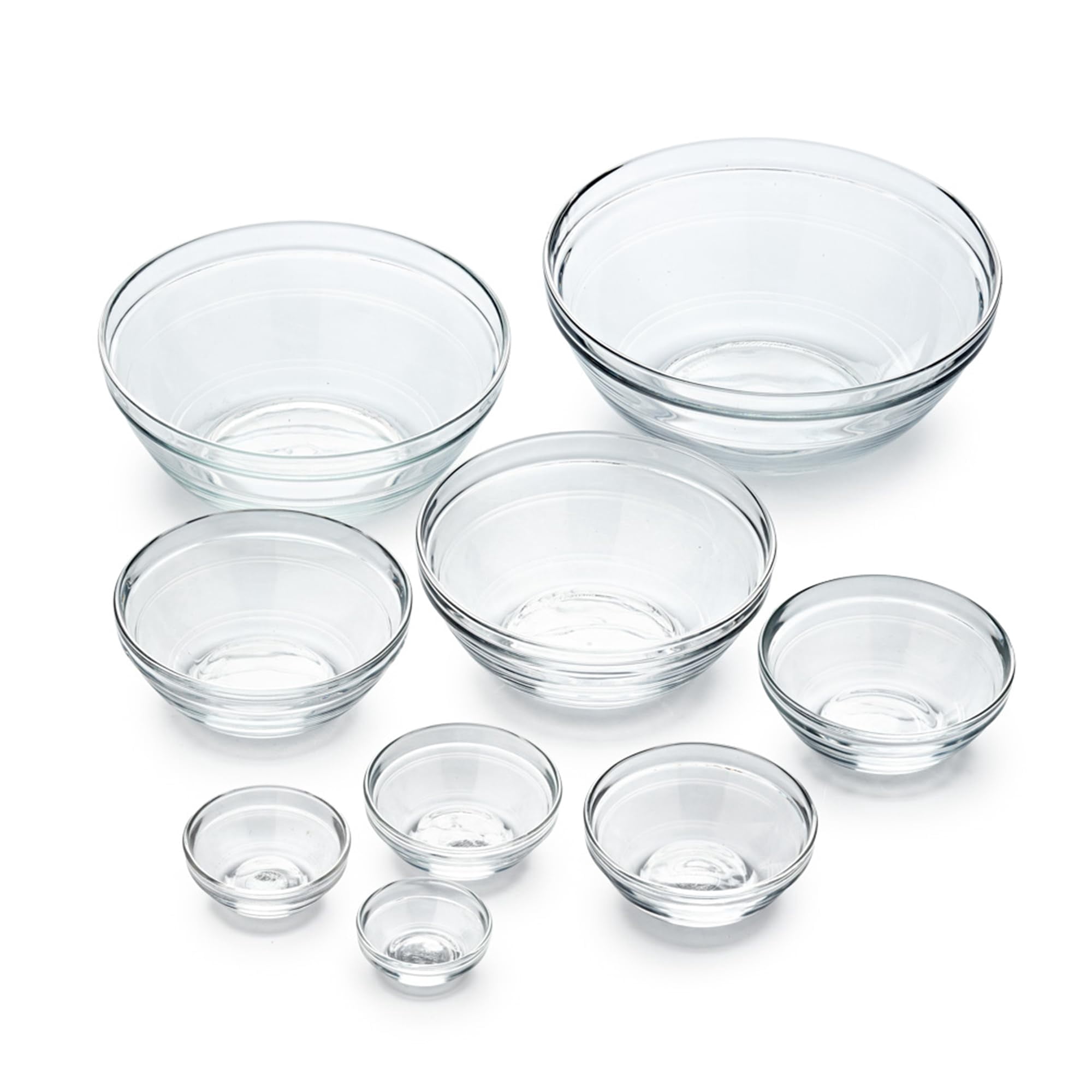 Le Gigogne Glass Mixing Bowl Set - 9-piece Clear Stackable Prep Made Of Durable