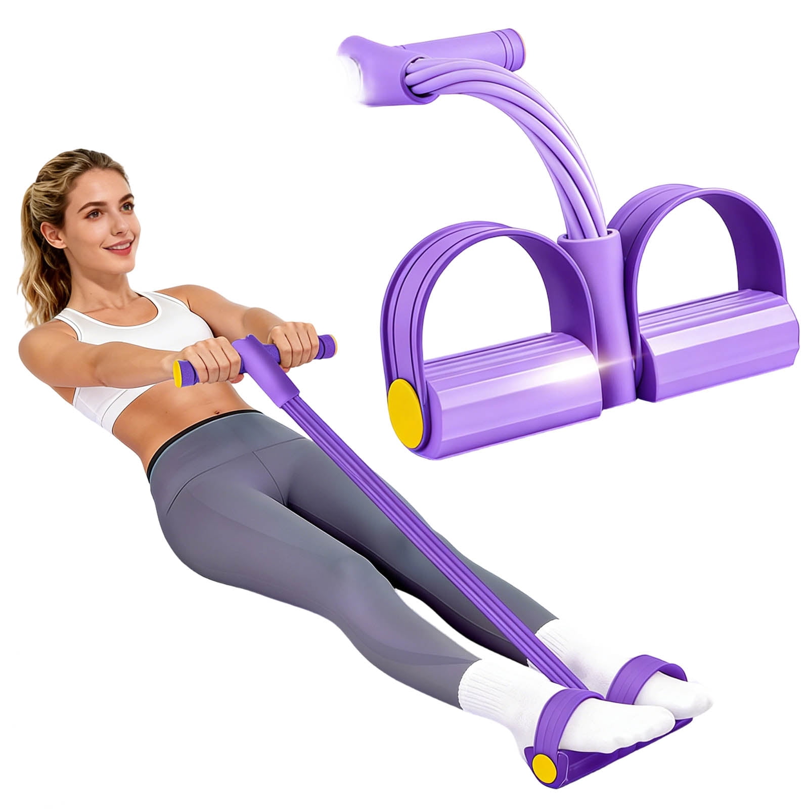 Multifunction Pedal Resistance Band with Handles, 6 Tubes Upgrade AB Training Auxiliary Workout Equipment with 200% Stretch for Full Body Workouts