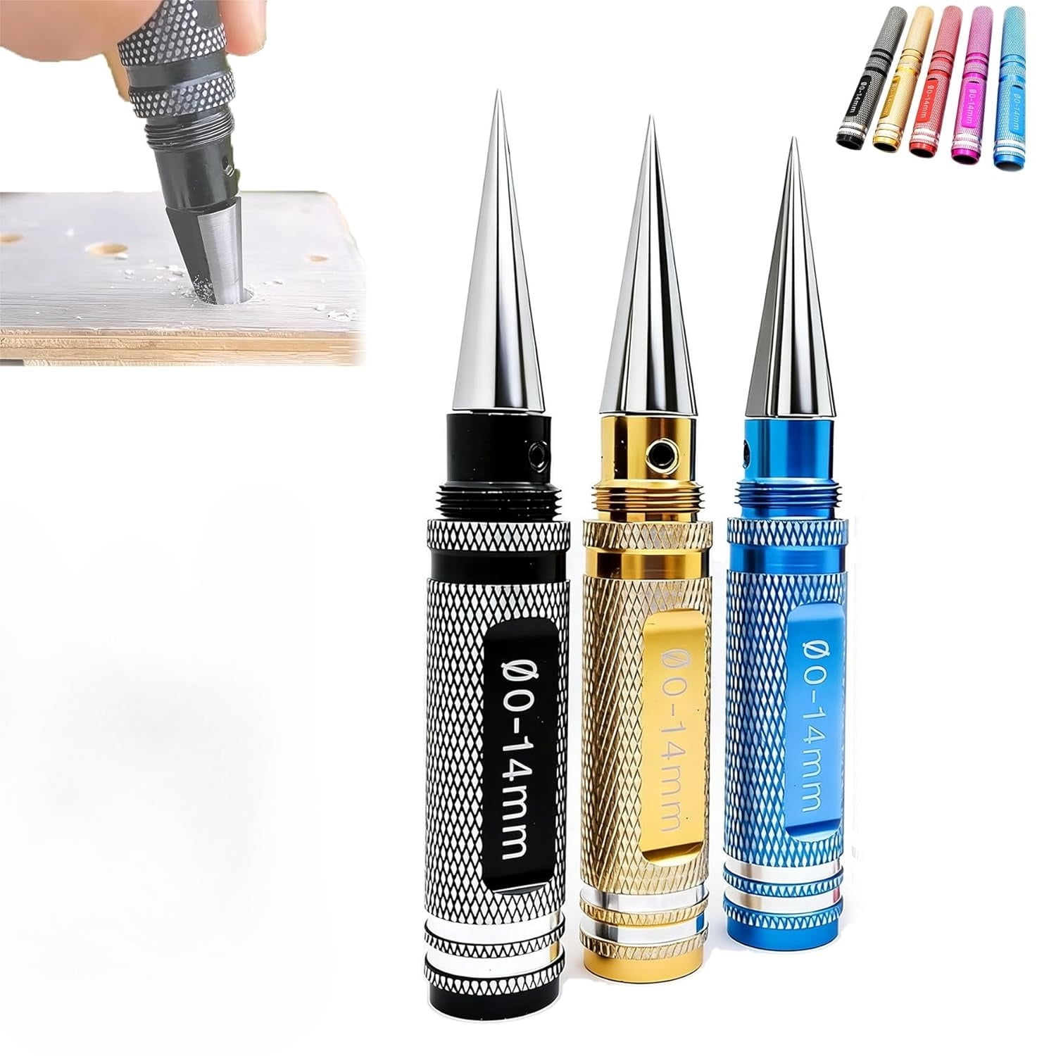 Multipurpose Manual Hole Punch, Steel Metal 0-14mm Hole Puncher Reamer and Drill Hole Expander, Manual Drilling Tool for Woodworking, DIY Crafts, Tool Box