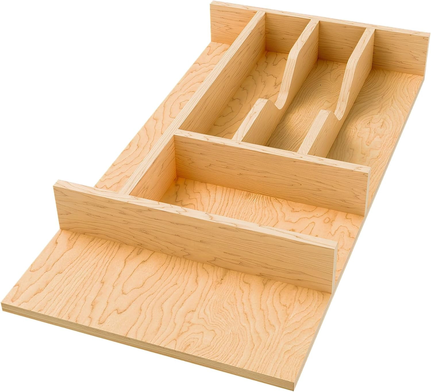 Natural Maple Right Size Utensil Insert Home Storage Kitchen Organizer 7 Compartment Drawer Accessory, 10-1/4" x 19-1/2, 4WCT-15SH-1