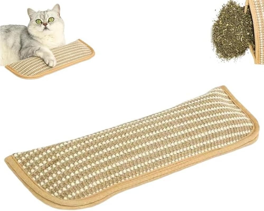Natural Sisal Catnip Kicker Pillow, Interactive Dental Chew Toy with Organic 8000mg Herbal Blend for Indoor Scratching, Teething & Play