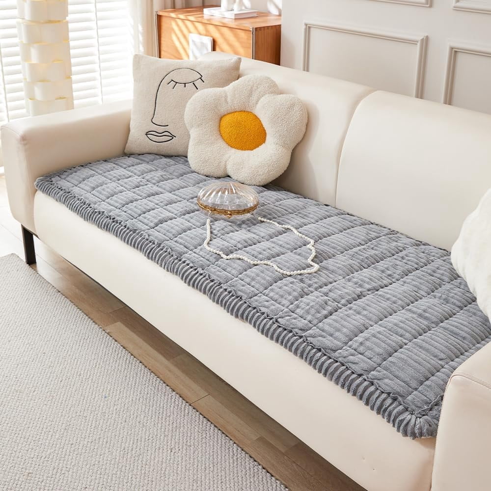 Plush Pet Couch Cover Couch Cover for Dogs Washable, Fuzzy Pet Couch Covers for 5 Cushion Sofa Pet Friendly, Non Slip Sofa Cover