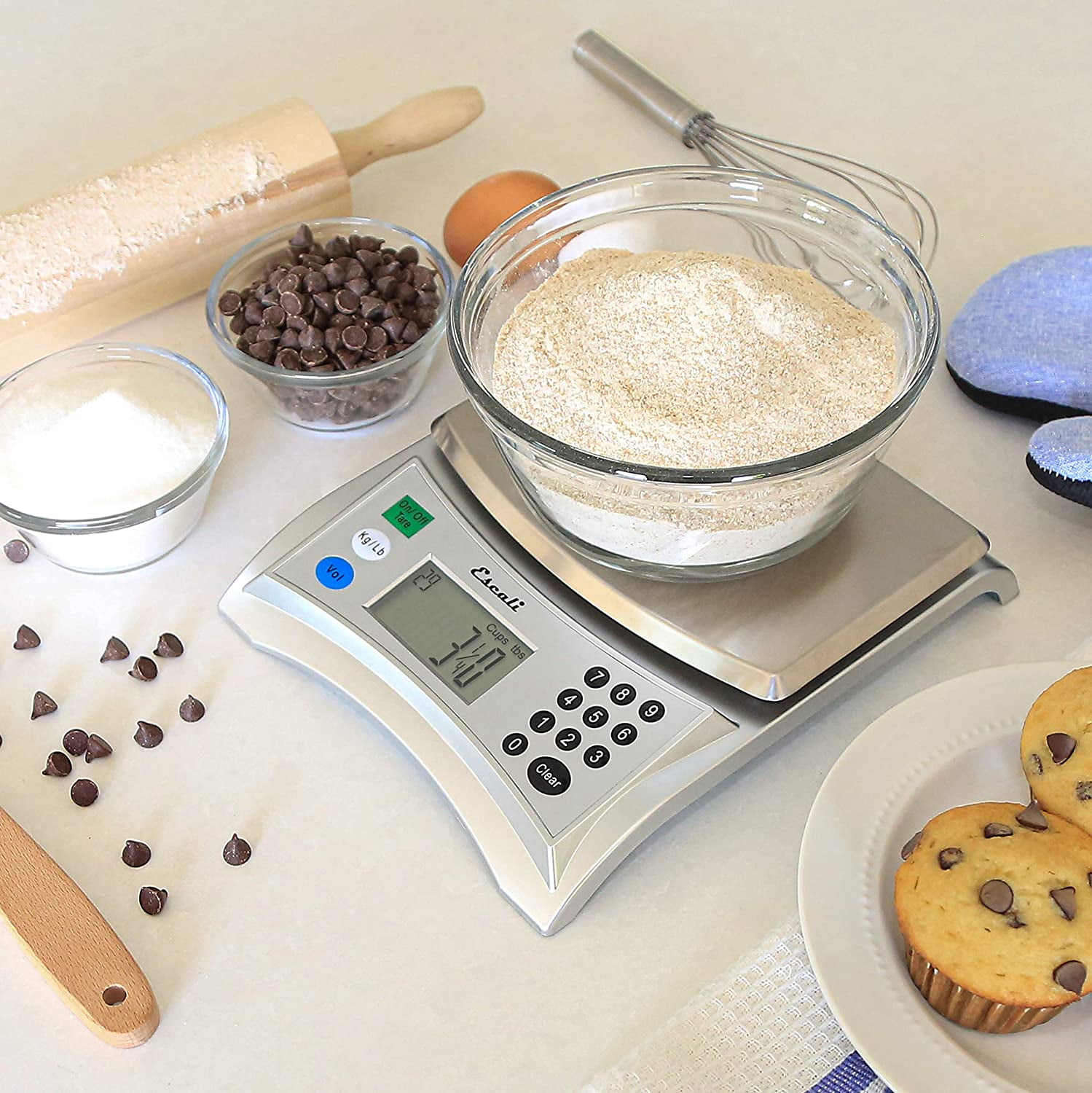 Pana V136 Large Volume Digital Kitchen Scale with LCD Display and Over 150 Ingredients