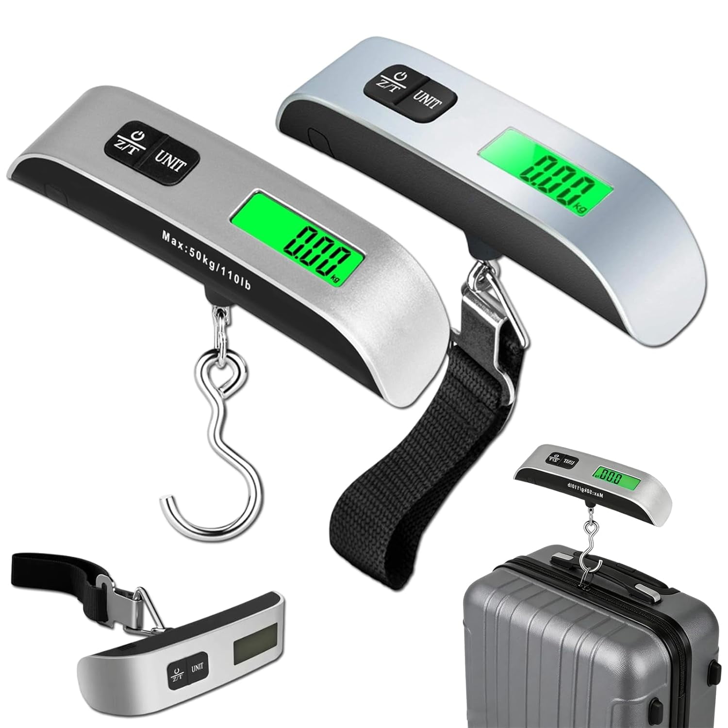 Portable Digital Luggage Scale Accurate Weighing, 5.07"*1.18" Compact and Lightweight Travel Scale with Backlit LCD Display, One-Button Control, Switches Between Kilograms and Pounds.