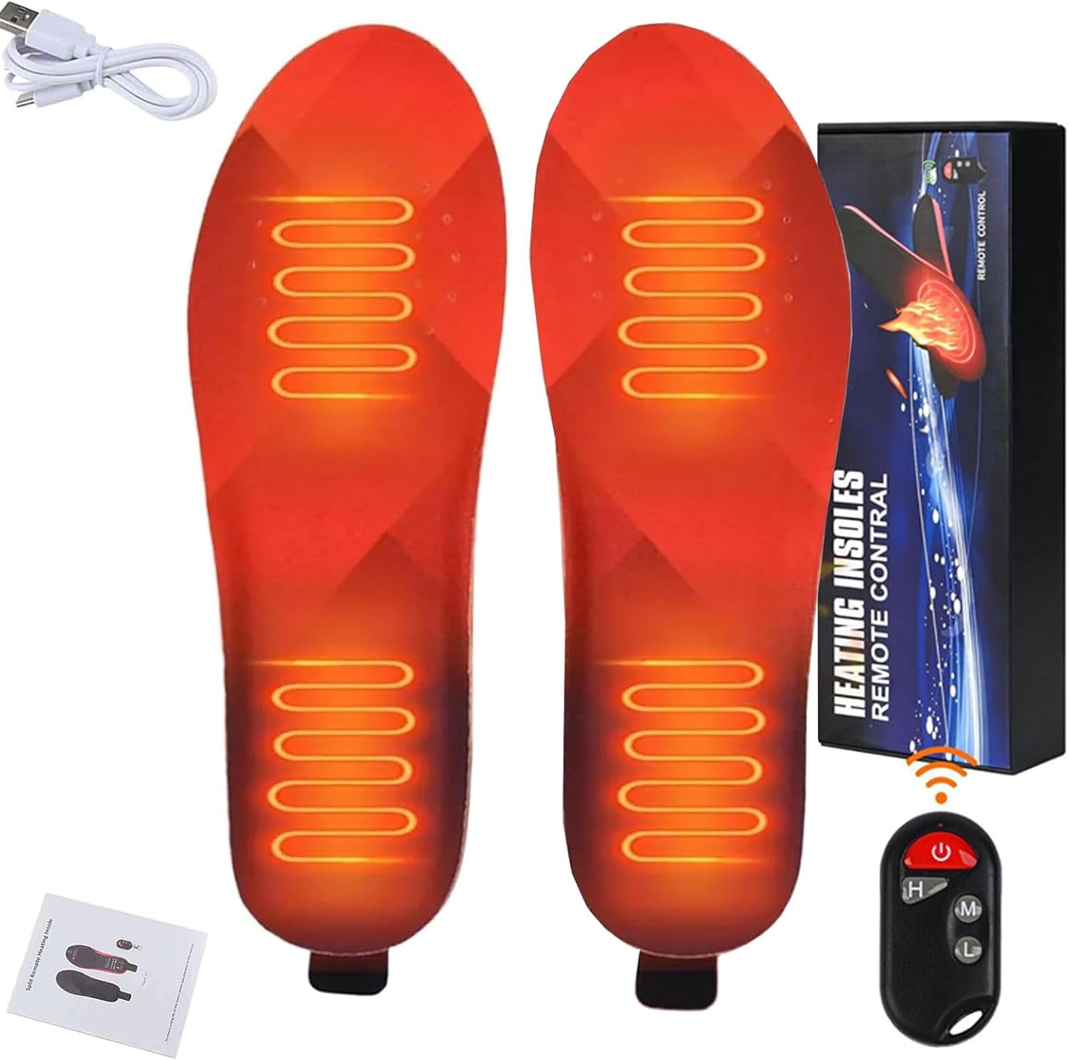 Rechargeable Heated Insoles for Men & Women, 3-Temperature Adjustable Cut-to-Fit Foot Warmers for Hunting, Fishing, Hiking