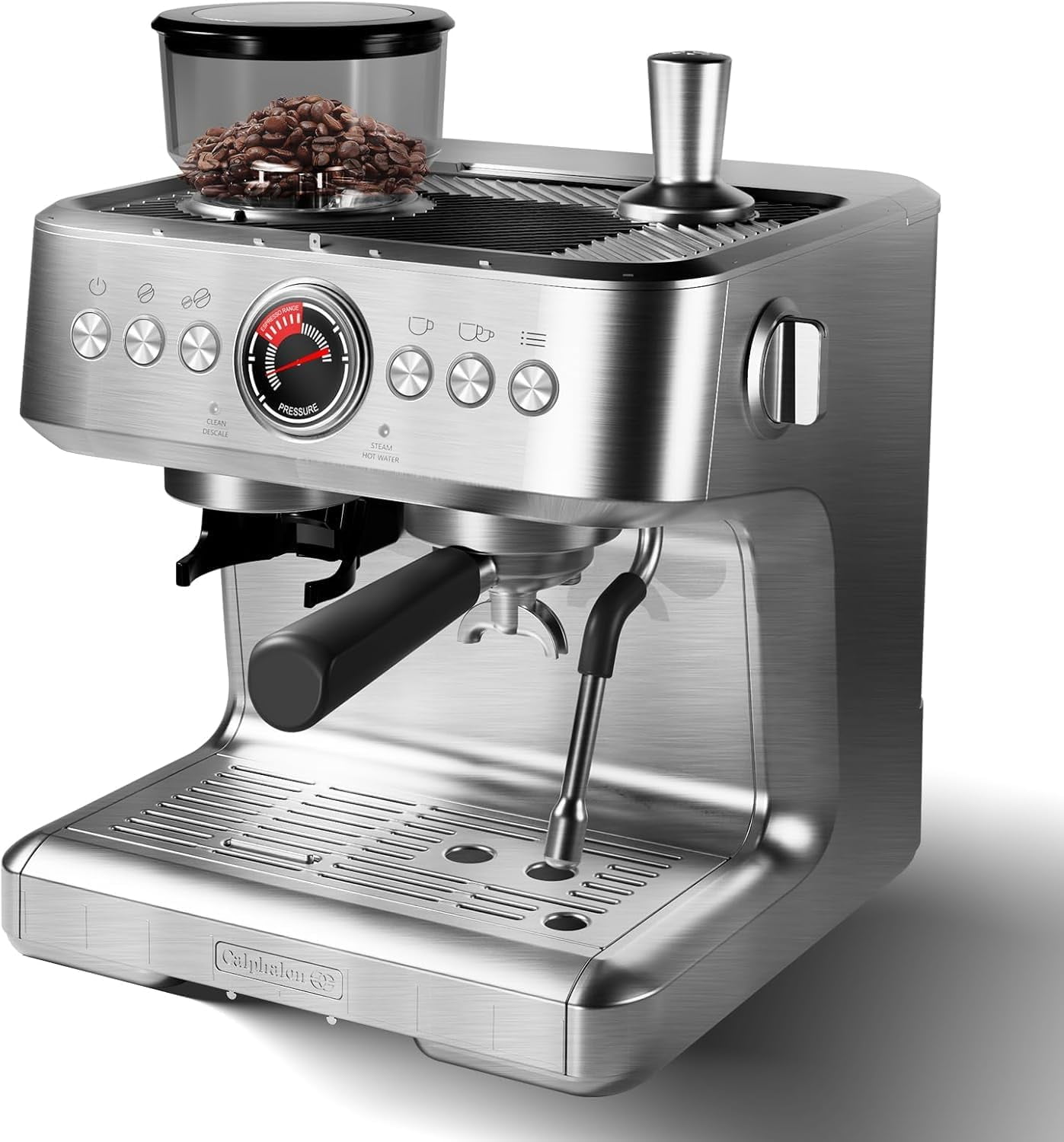 Semi-Automatic Espresso Machine, 20 Bar Coffee Maker with 30 Grinding Setting, Espresso Maker with Grinder