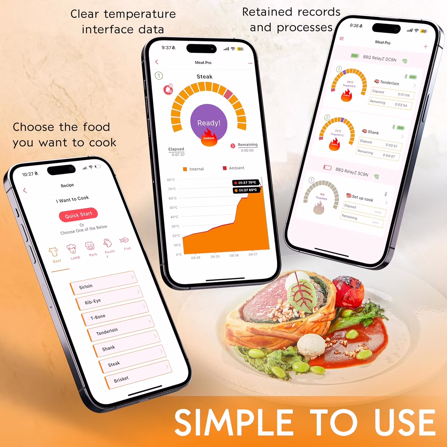 Smart Bluetooth Wireless Meat Thermometer Digital, 2 Pcs Probe & LCD Screen for Grill, BBQ, Smoker, Air Fryer, Kitchen, Oven, Perfect for Turkey, Steak, Chicken