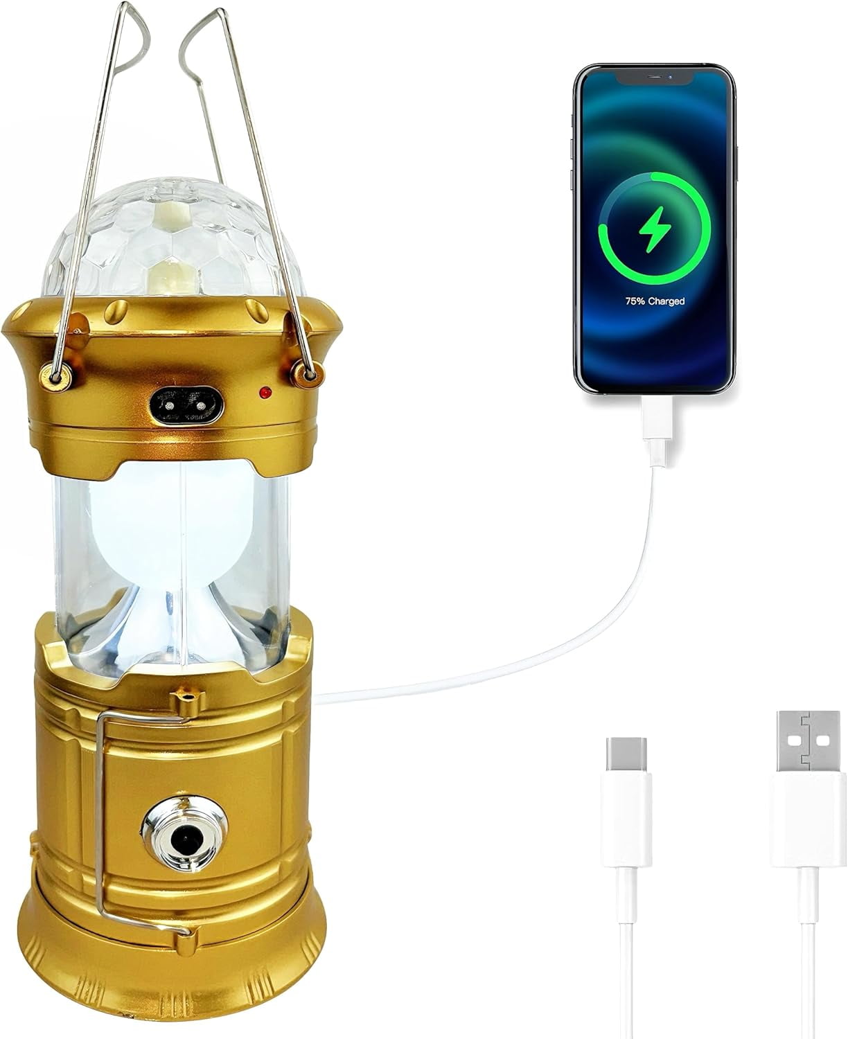 Solar Lantern with Fan，Lights up with a single pull, convenient and quick, hanging lighting，charge mobile phones， for Tents Power Outage Hurricanes Camping Gear(1pc)