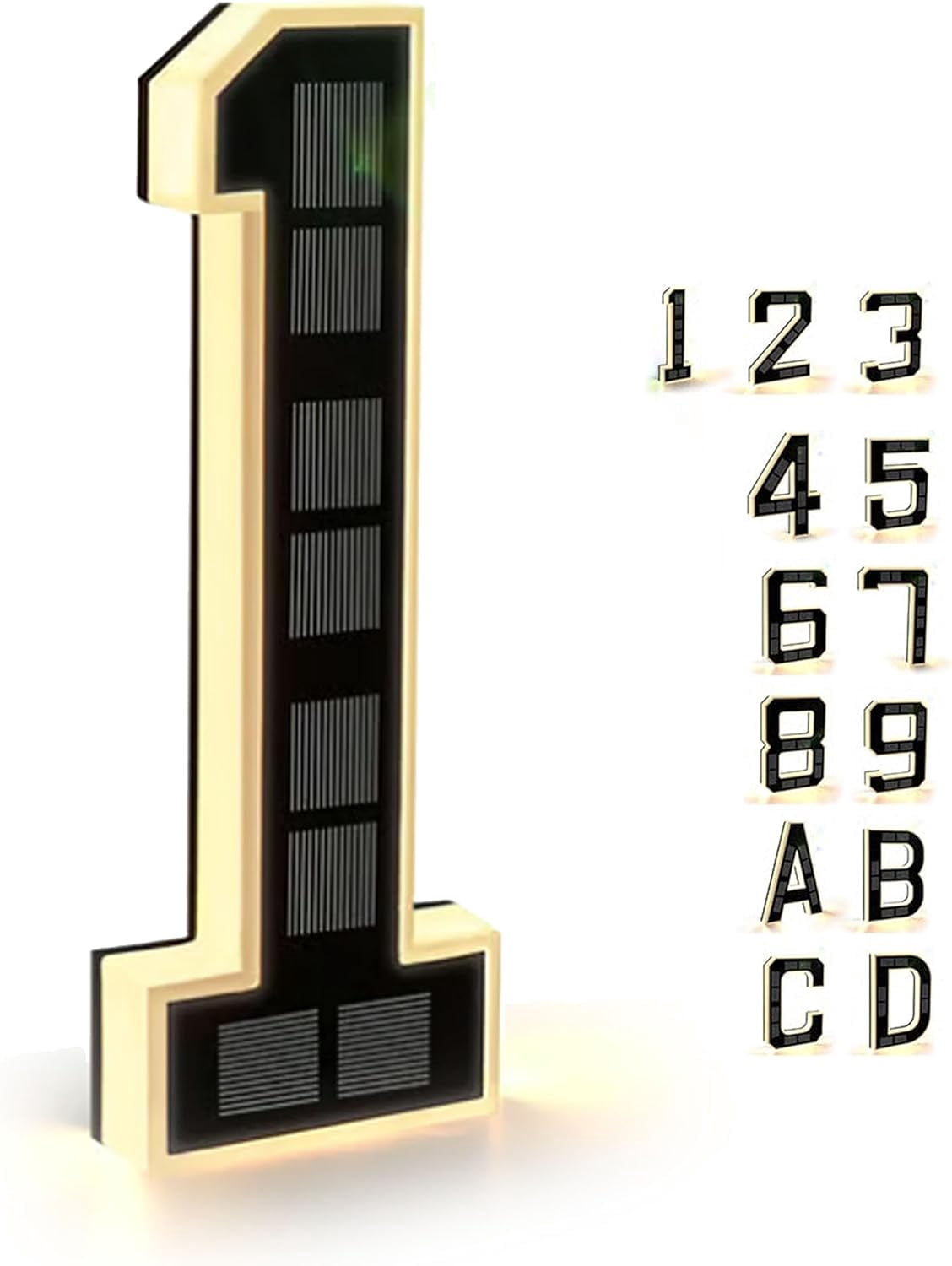 Solar-Powered Outdoor House Number Light, 9 Inch No Wiring Solar Panel Light Up House Numbers for Outside, Waterproof Backlit LED Address Numbers for Home