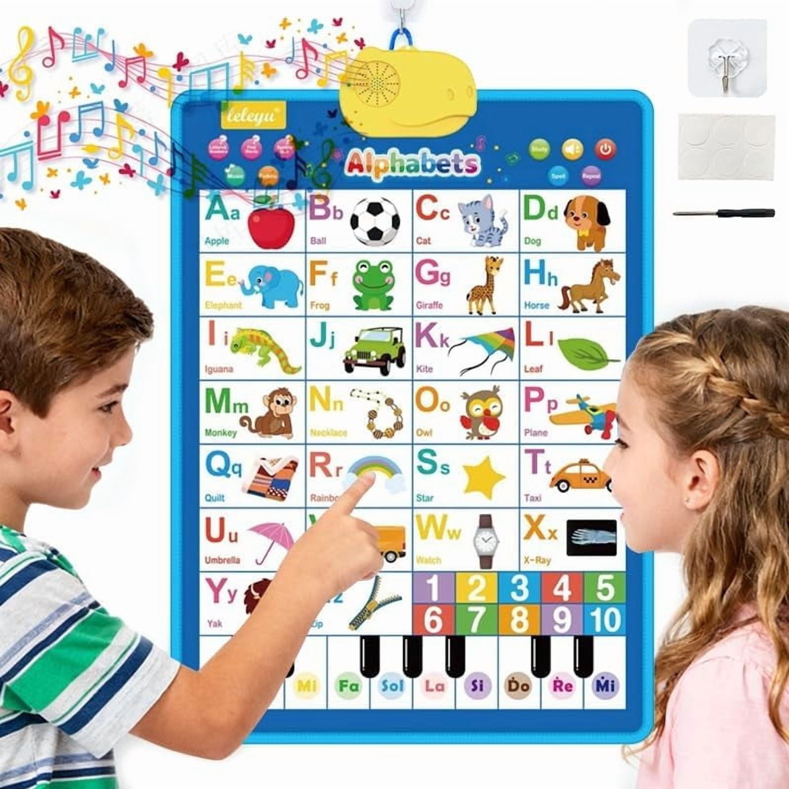 Talking Wall Chart for Kids,2025 New English Alphabet Learning Poster with Sounds, Interactive ABCs Numbers, Educational Music Toy Ages 3+(1pc)
