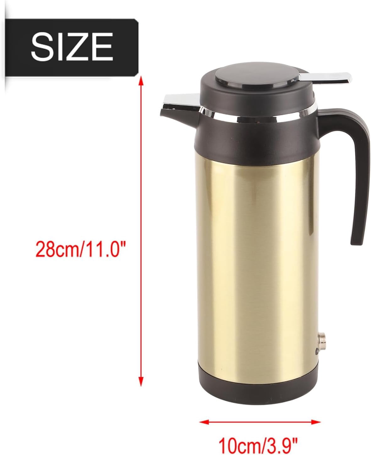 1000ml Car Electric Kettle 12V Stainless Steel Travel Hot Water Bottle Cordless Mug with Vacuum Insulation
