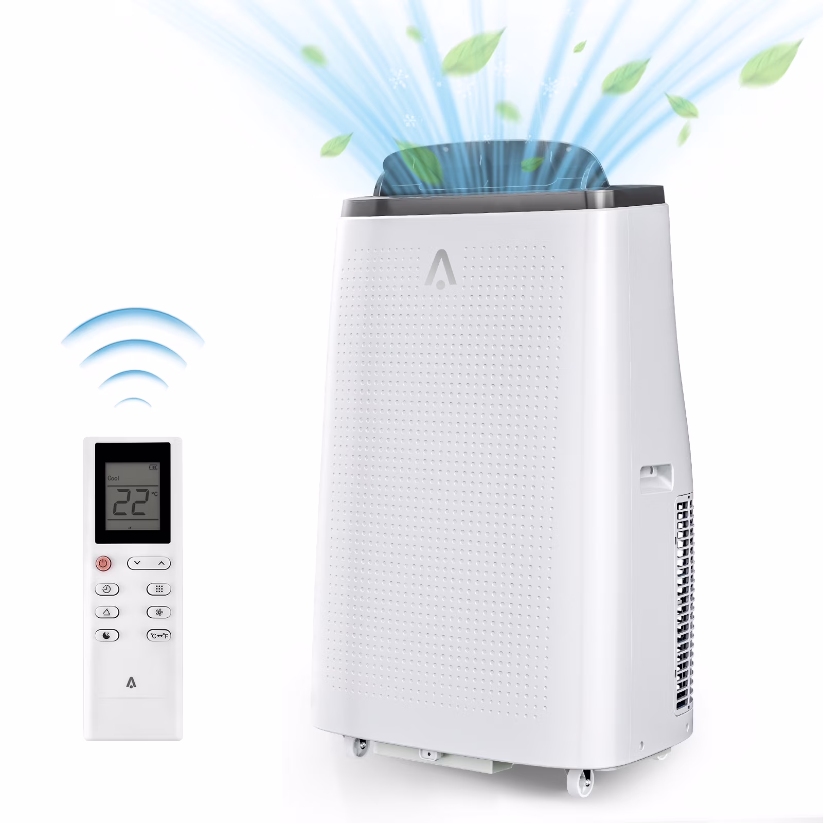 14000 BTUs Portable AC Unit 3-in-1 (Cool/Fan/Dehumidify) for 750 Sq Ft Rooms, Quiet 50dB Performance, Window Vent Kit & Remote Included, Drain Hose, Energy Efficient 24-Hour Timer