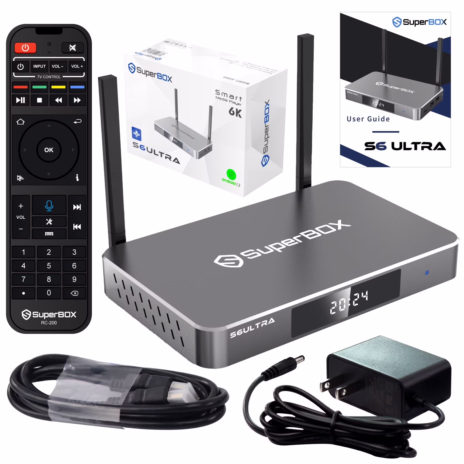 2025 Super Box S6 Ultra,4G RAM+128GROM,Time Shift Feature,Parental Controls,With 4 Gifts,6K HMDI,Voice Remote Control,2T2R,Quad-Core,Newest Model Super Box Media Box,Easy Setup Guide