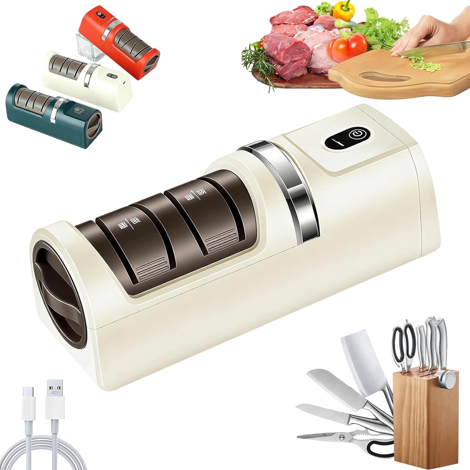 2026 New Automatic Kitchen Knife Sharpener, Sharpening System with Diamond Grinding Wheel & Strong Suction Base, Fast & Safe Sharpening for Most Household Knives