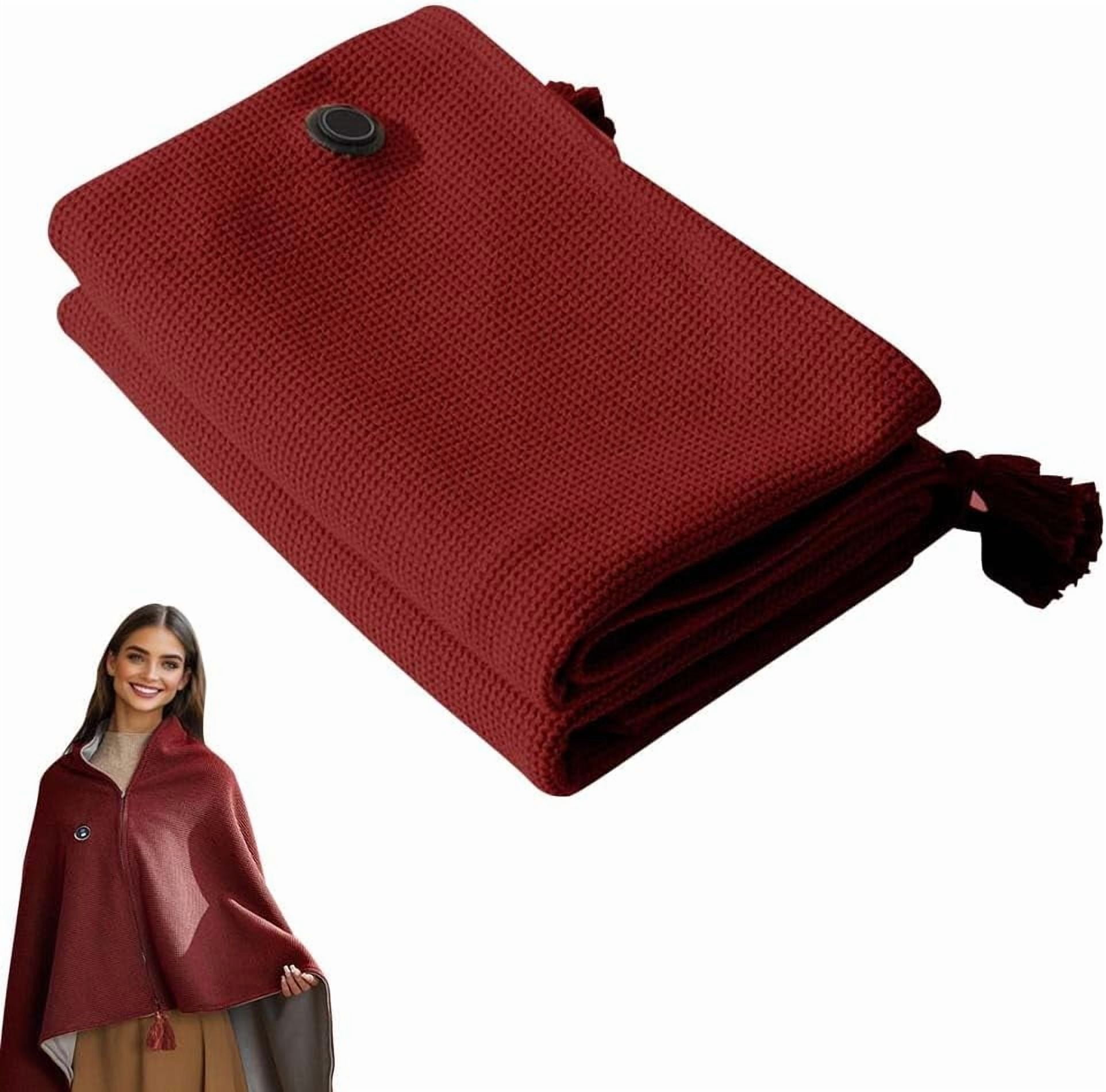 2026 New Portable Heated Blanket Shaw, USB-Powered Electric Shawl Wrap for Women with Rapid Heating & 3 Levels, Machine Washable for Home, Camping and Travel Use.