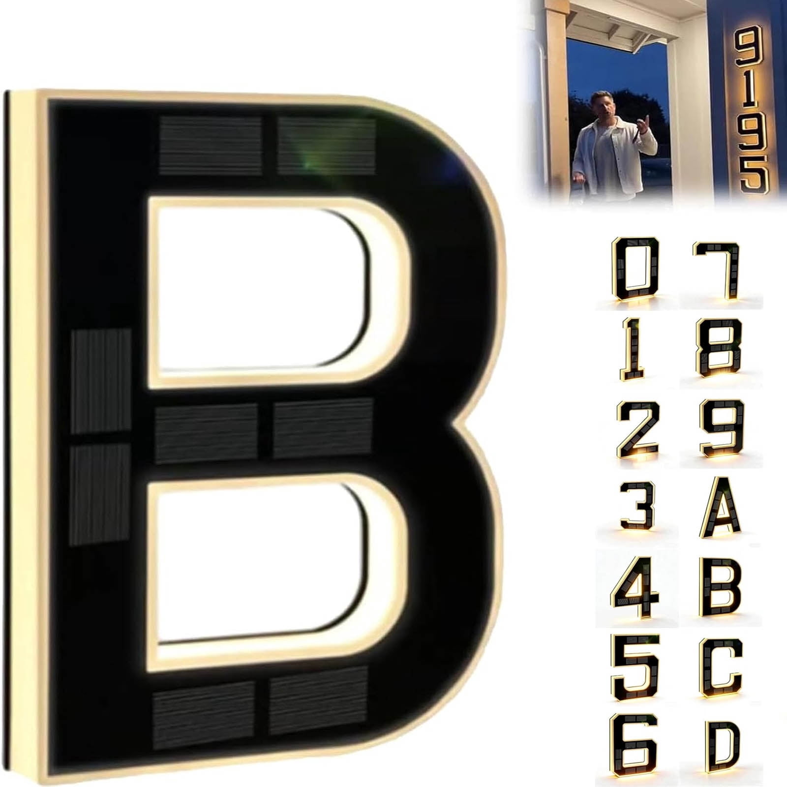 2026 New Solar Powered Outdoor House Number Light, 9" Light Up Waterproof LED Address Signs for Houses, Night Visibility