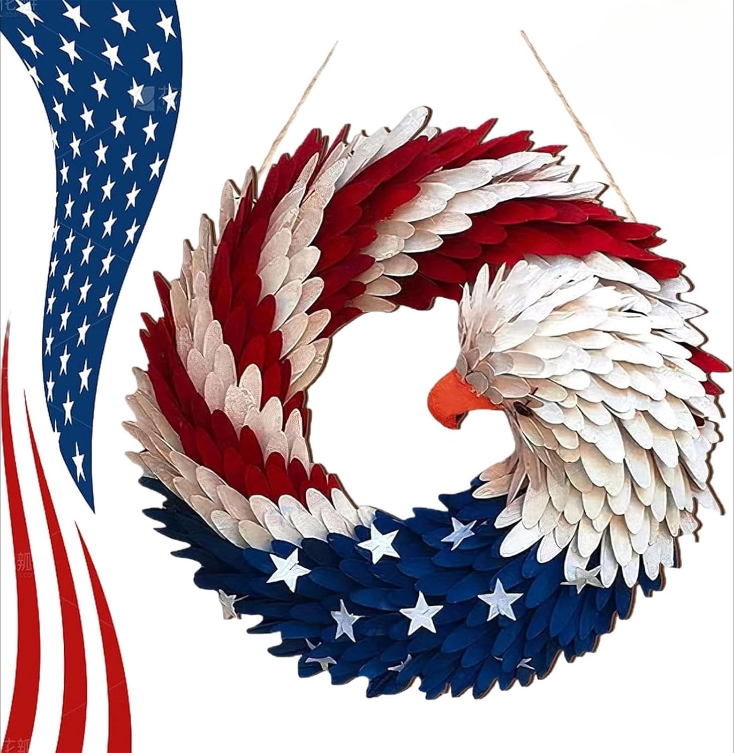 250 Anniversary Wreath, American Eagle Flag Patriotic Wreath for Front Door, American Eagle Flag Patriotic Wreath for Front Door for 4th of July Independence Day Veterans Day