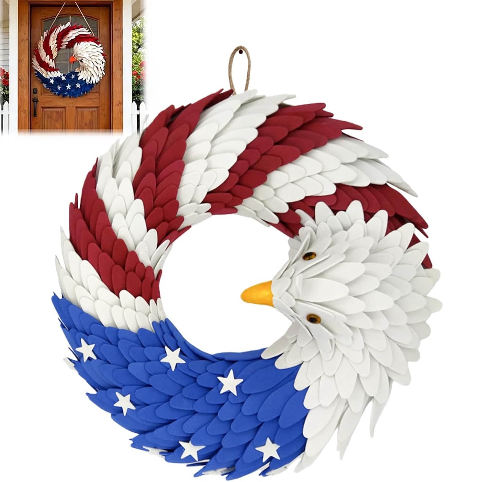 250th Anniversary Eagle Wreath, 3D Eagle Flag Wreath for Front Door, 2026 USA 250 Decorations for 4th of July, Independence Day & Veterans Day