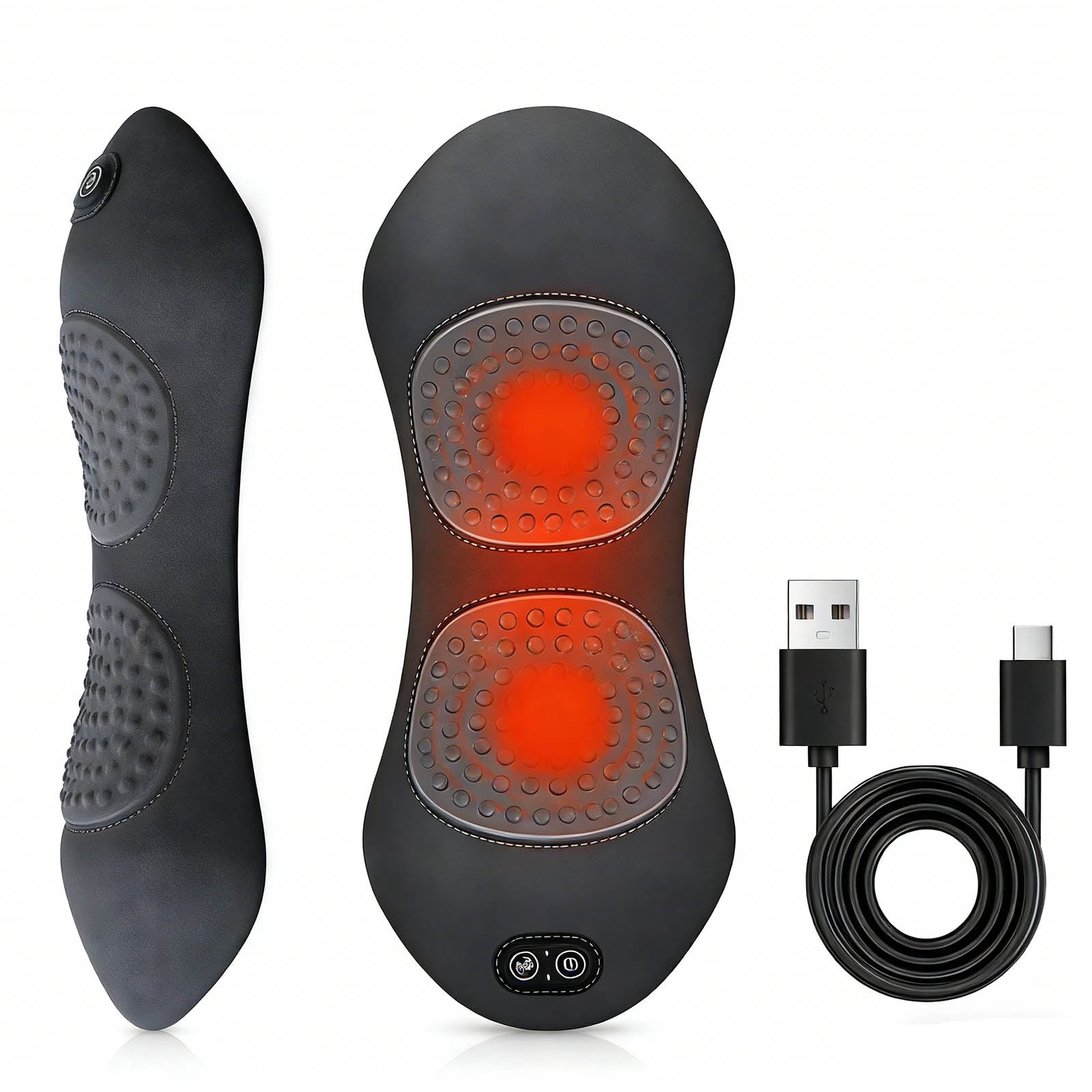 3 in 1 Back Massager, Ergonomic Wedge Cushion with Traction, Vibration & Heat for Neck, Shoulder, Backs Pain Relief, Gifts for Women Men