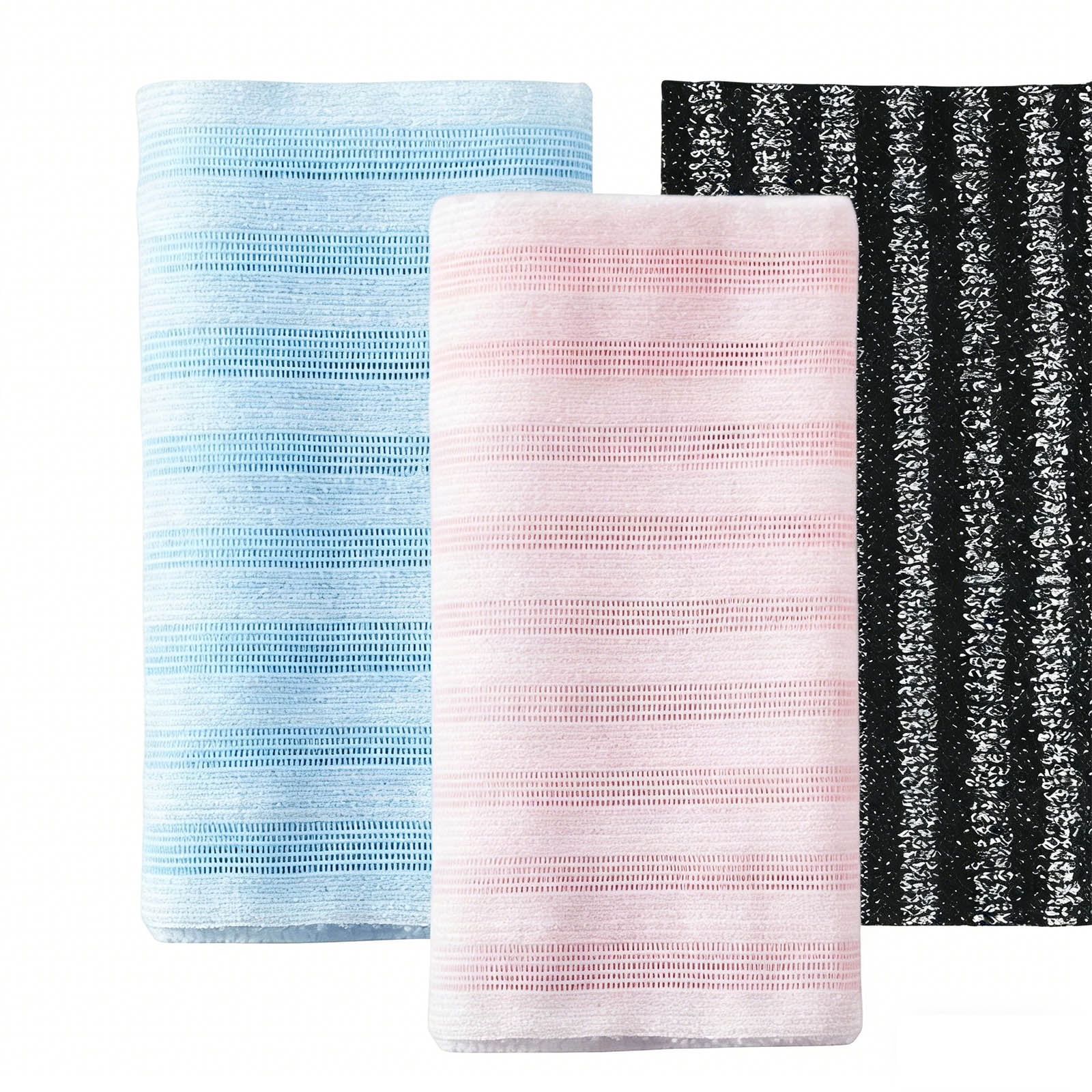 3PCS Exfoliating Shower Towel, 39" Japanese Washcloth for Body Exfoliation and Back Scrubber, Quick Drying and Travel Friendly Exfoliating Towels