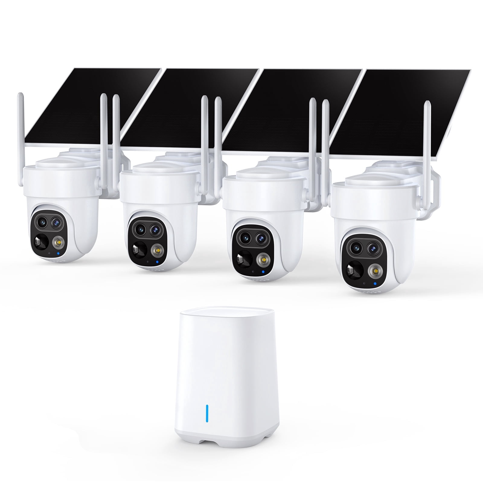 4-Pack Dual-Lens Security Cameras Wireless Outdoor, Home Security Camera System with App, AI Detection, PTZ, 3MP Color Night Vision, IP65 Waterproof, 64GB Local Storage, No Monthly Fee