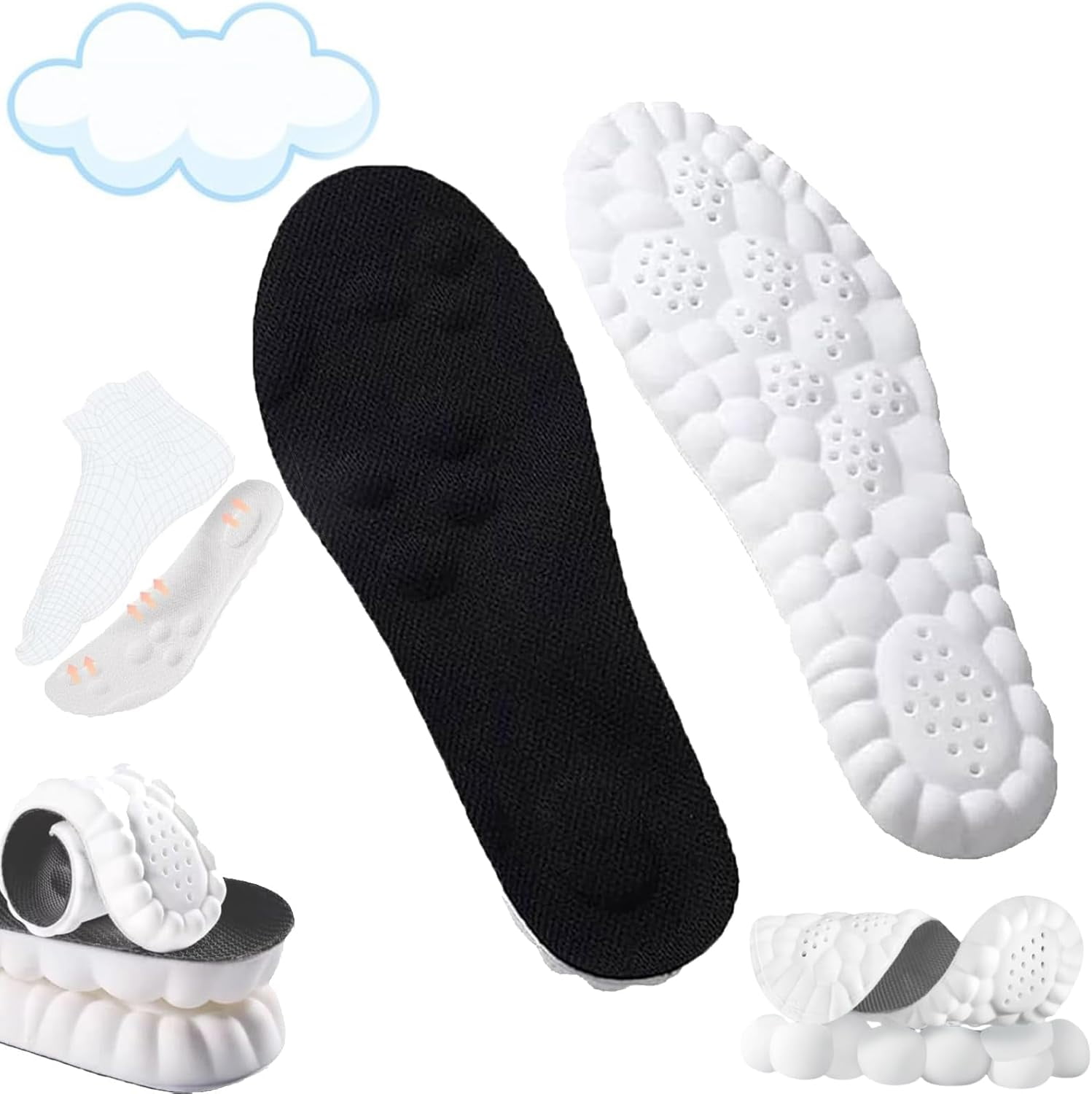 4D Cloud Technology Insole, Precise Revolutionary Orthopedic Insole for Foot & Joint Support, Ultra Comfort Orthopedic Inserts for All Shoe Types