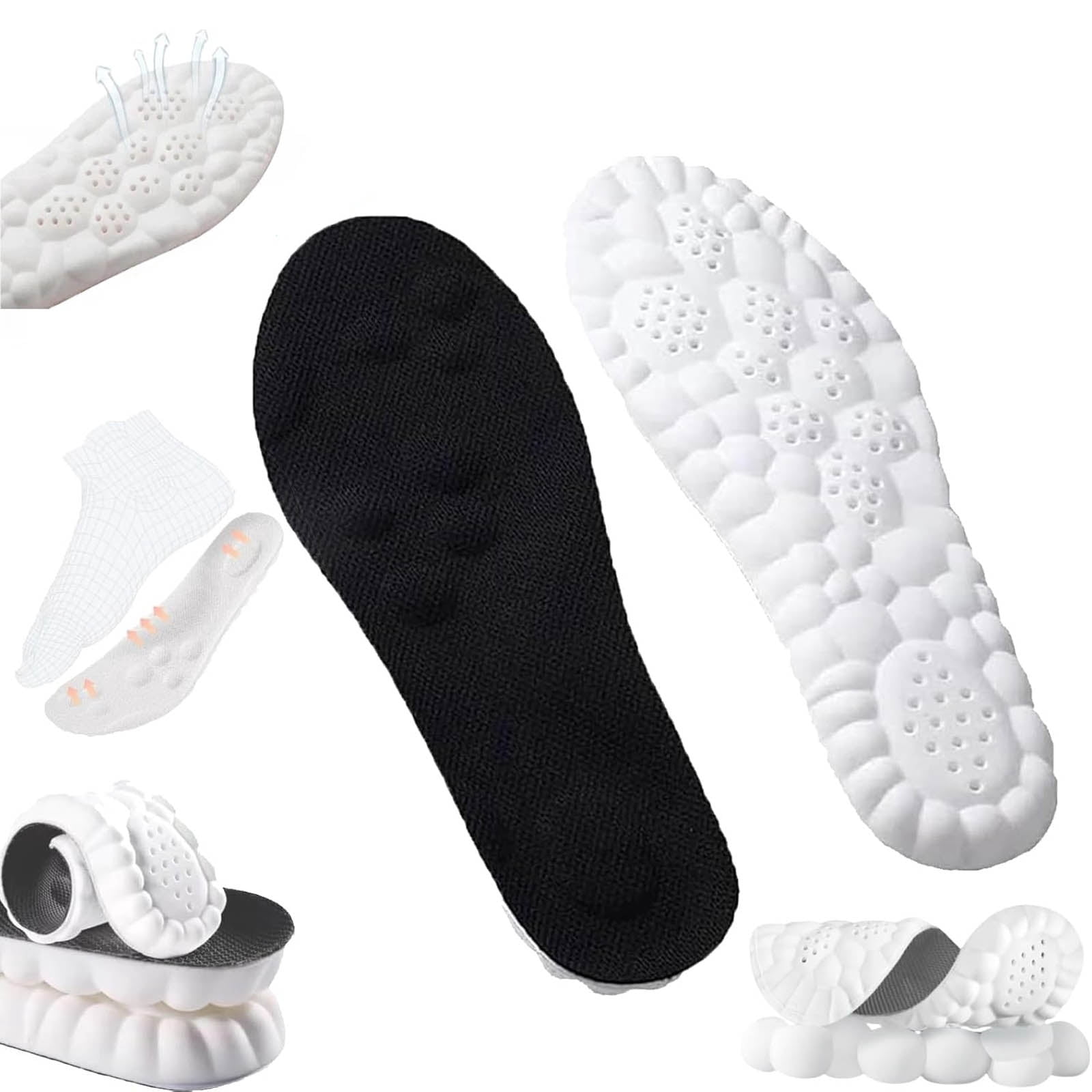 4D Shoe Cloud Insoles for Men Women, Technology Memory Foam Insole, Super Soft, Ultra Comfort with Acupoint Massage for Foot & Joint Support