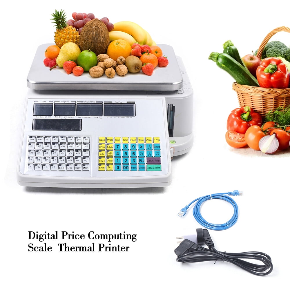 66LBS Digital Label Printing Computing Scale Price Market Printer Food Scale 13.78×17.72×5.51in Used in Supermarkets, Factories, Street Stalls